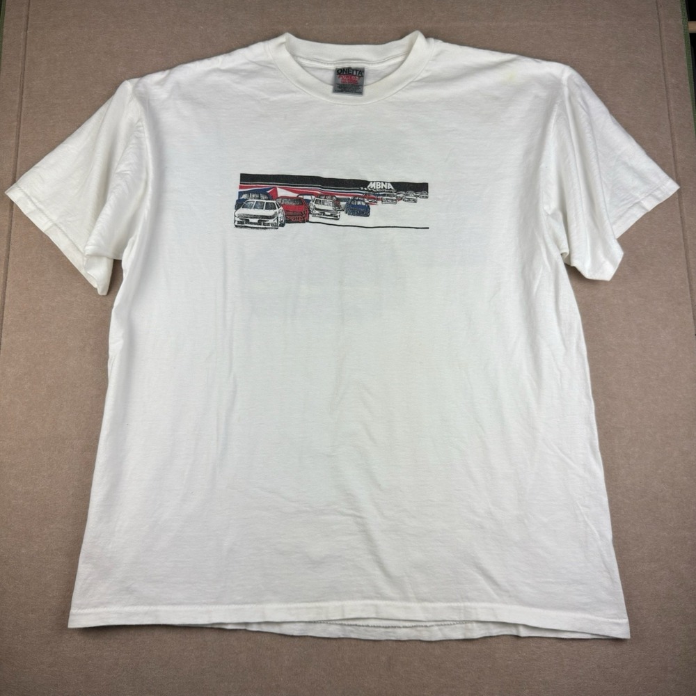 Vintage MBNA Motorsports Racing Shirt Men's‎ XL White Cars Single Stitch USA